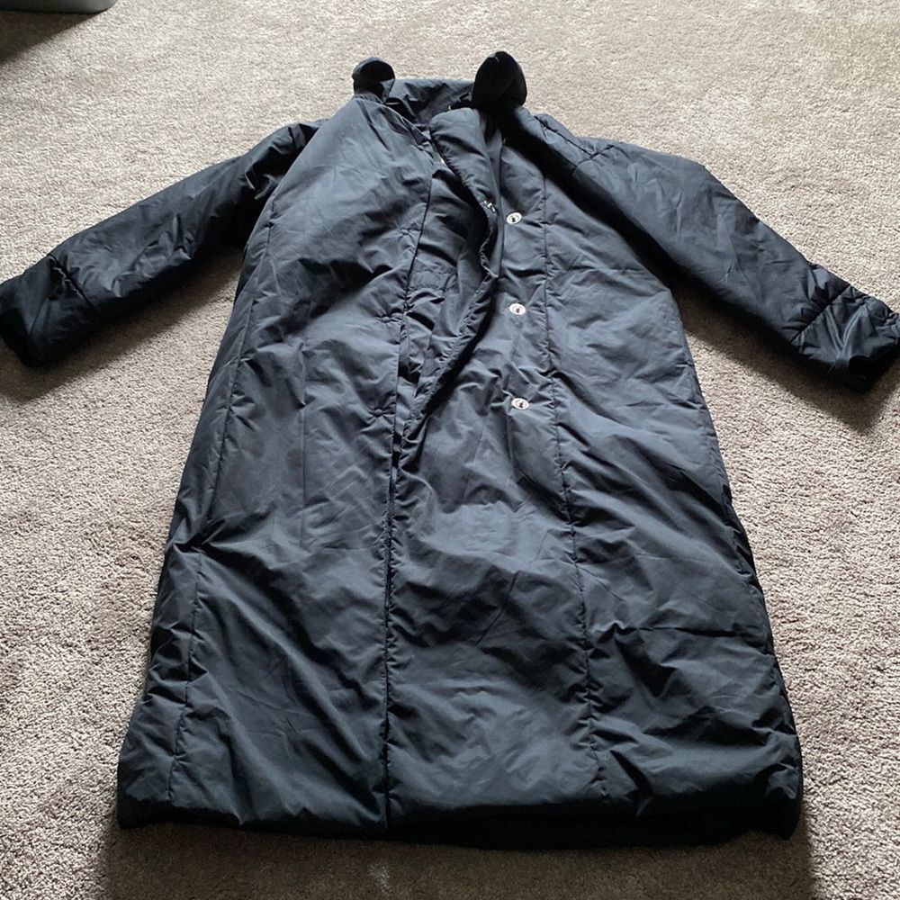 Gap Black Midi Insulated Puffer Winter Coat Size L Quilted
